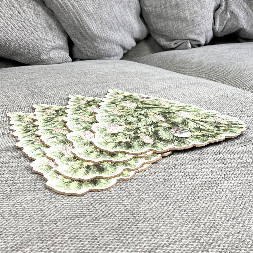 Set of 4 Christmas Tree Placemats – Cork