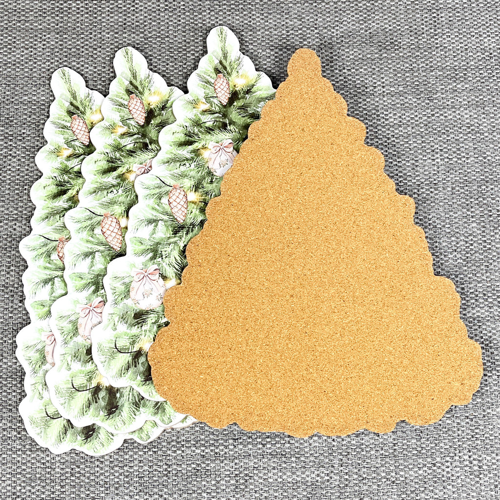 Set of 4 Christmas Tree Placemats – Cork