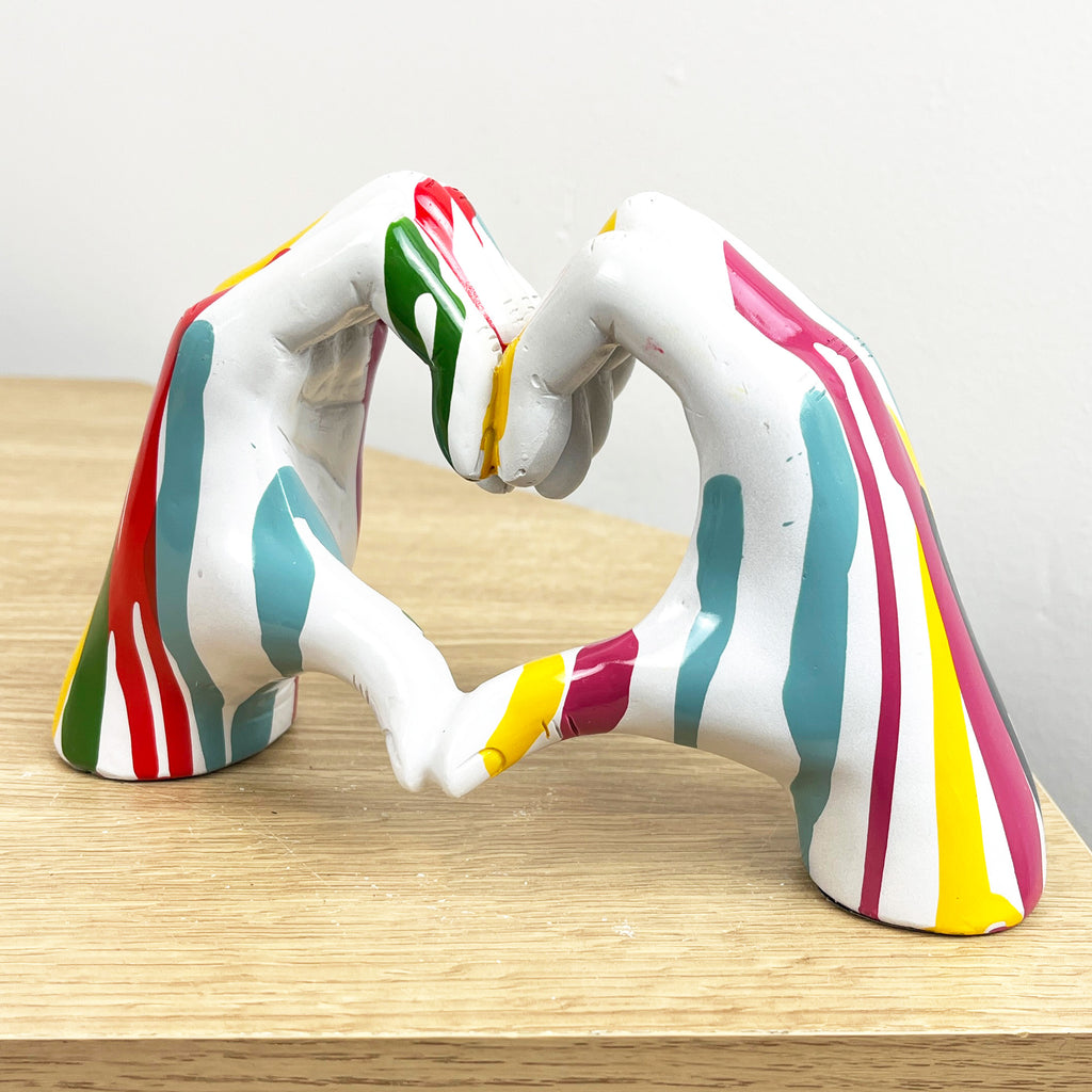 19cm x 11cm Paint Drip Heart Hands Ornament - Resin