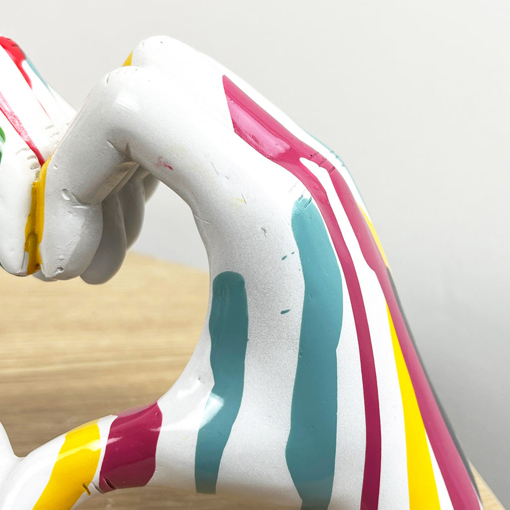 19cm x 11cm Paint Drip Heart Hands Ornament - Resin