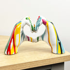 19cm x 11cm Paint Drip Heart Hands Ornament - Resin