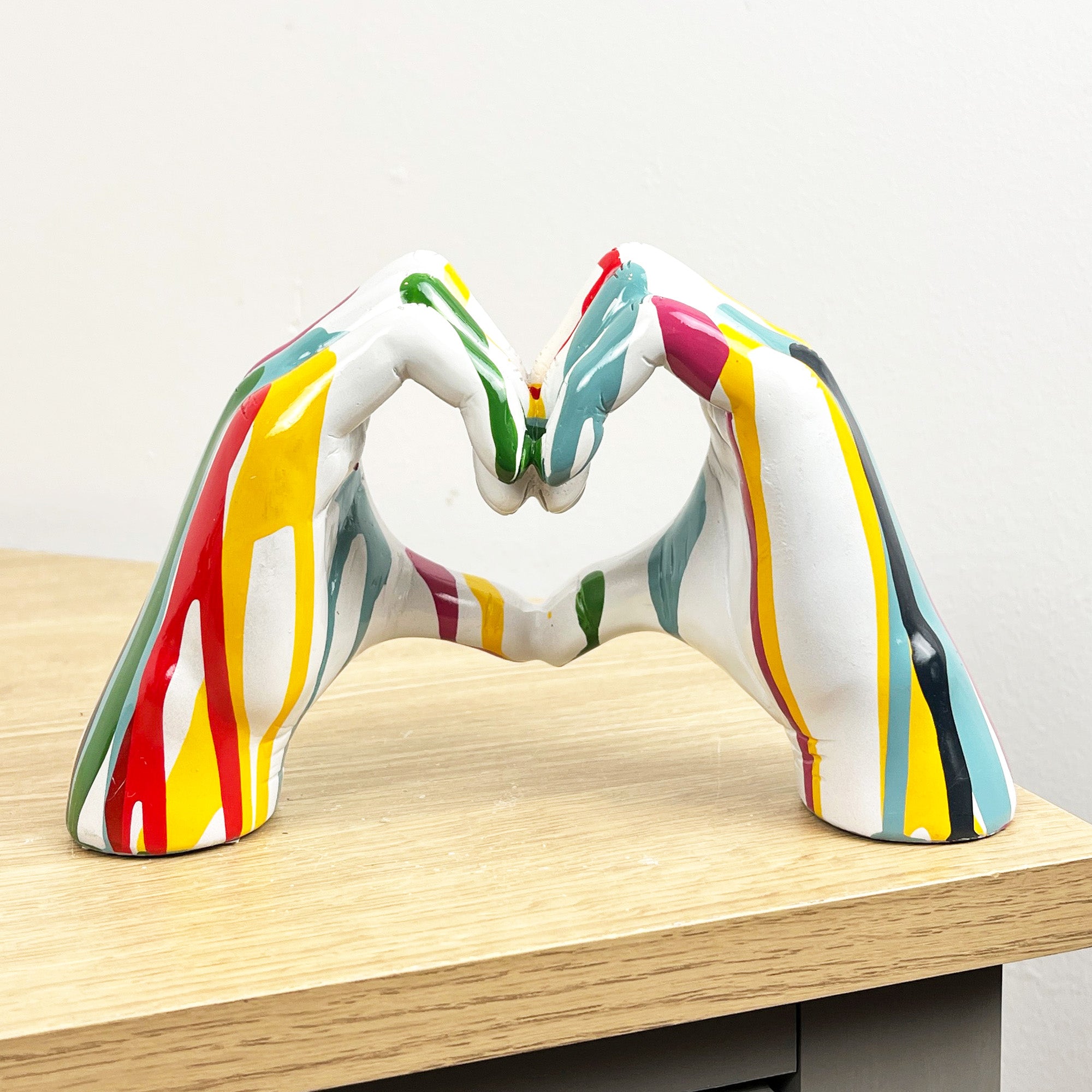 19cm x 11cm Paint Drip Heart Hands Ornament - Resin