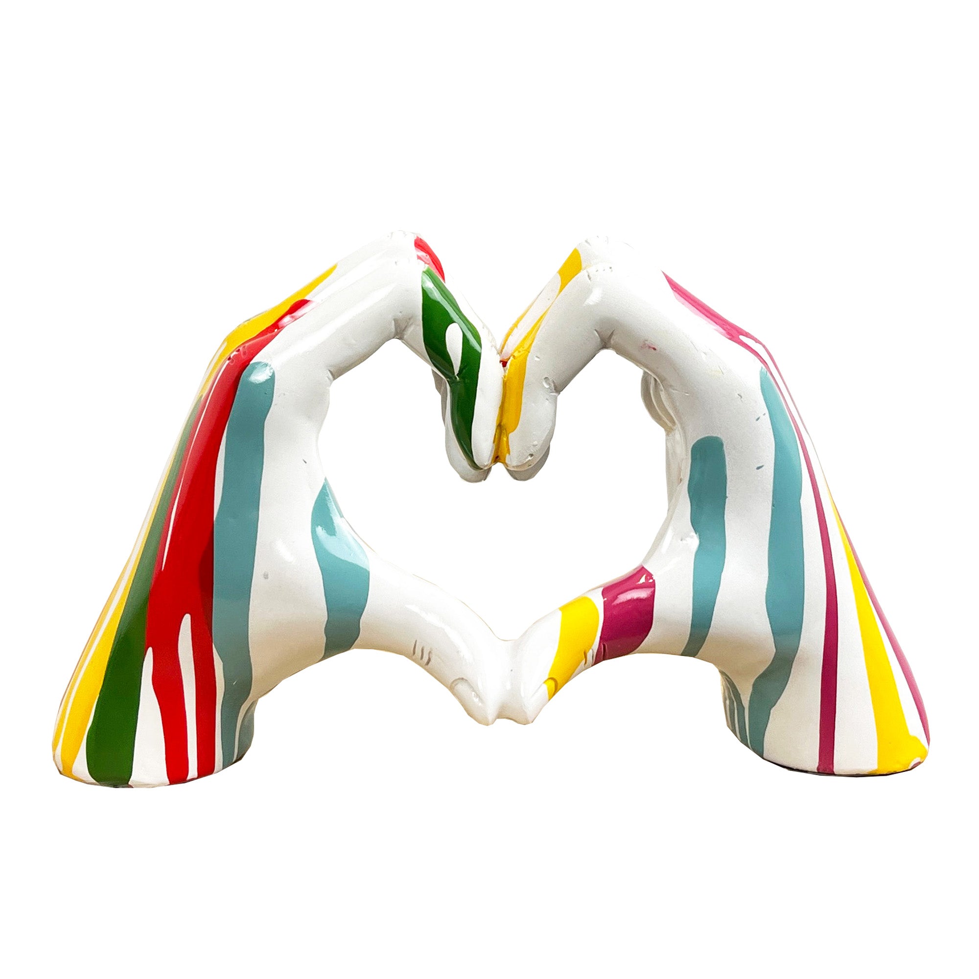 19cm x 11cm Paint Drip Heart Hands Ornament - Resin