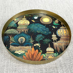 32cm Metal Decorative Tray - Indian Temple Design