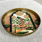 32cm Metal Decorative Tray - Asian Temple Design