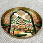 32cm Metal Decorative Tray - Asian Temple Design