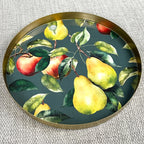 32cm Metal Decorative Tray - Apples & Pears Design