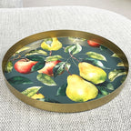 32cm Metal Decorative Tray - Apples & Pears Design