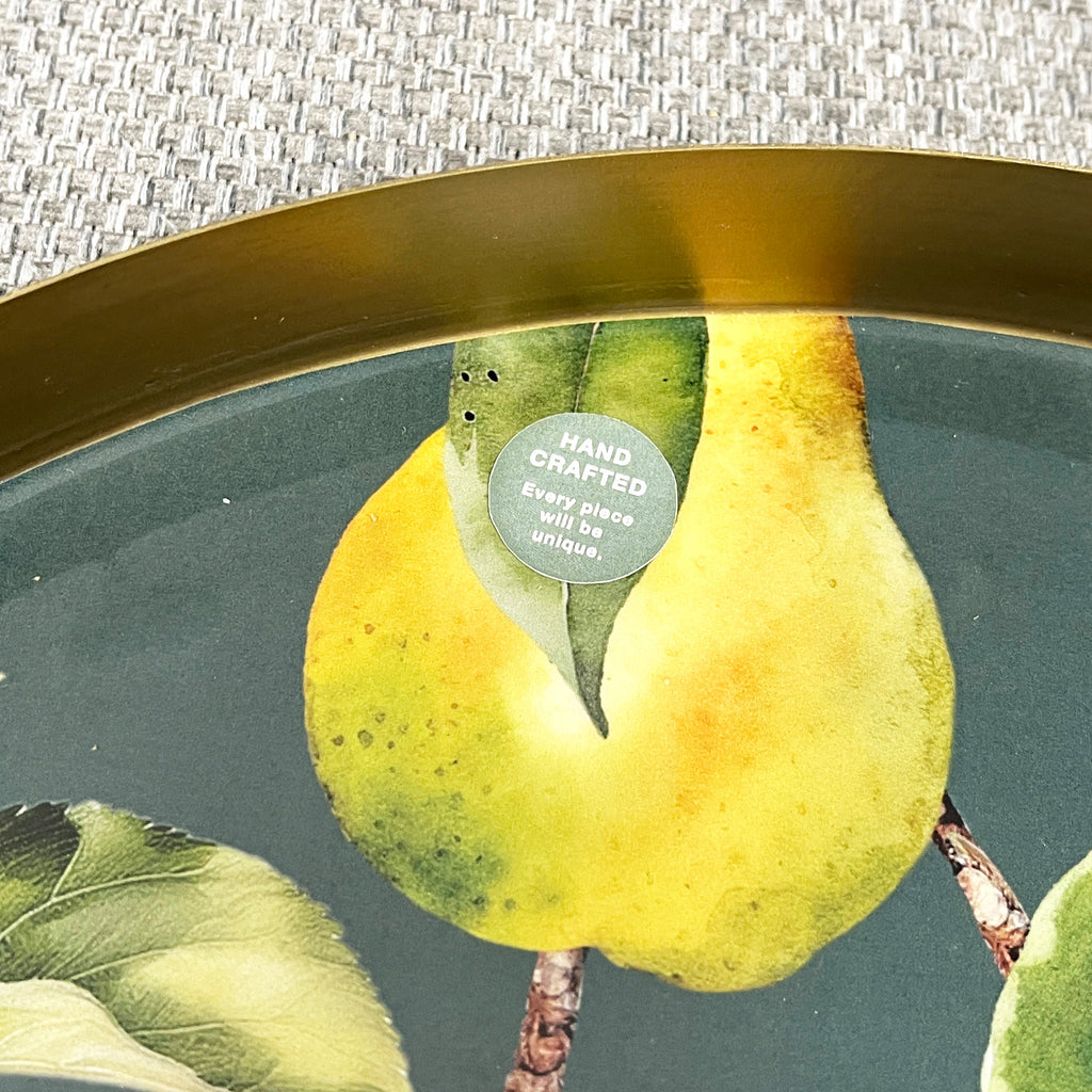 32cm Metal Decorative Tray - Apples & Pears Design