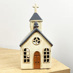 24cm Rustic Church Tealight Holder – Ceramic