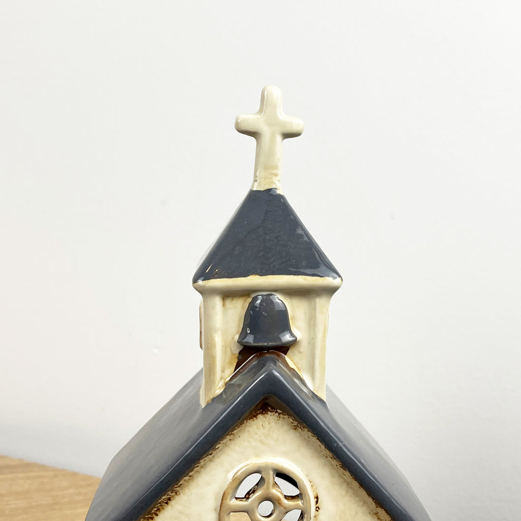 24cm Rustic Church Tealight Holder – Ceramic