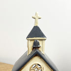 24cm Rustic Church Tealight Holder – Ceramic