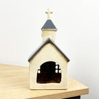 24cm Rustic Church Tealight Holder – Ceramic