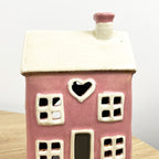 18cm Pink Heart House Tealight Holder – Ceramic