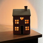 18cm Pink Heart House Tealight Holder – Ceramic