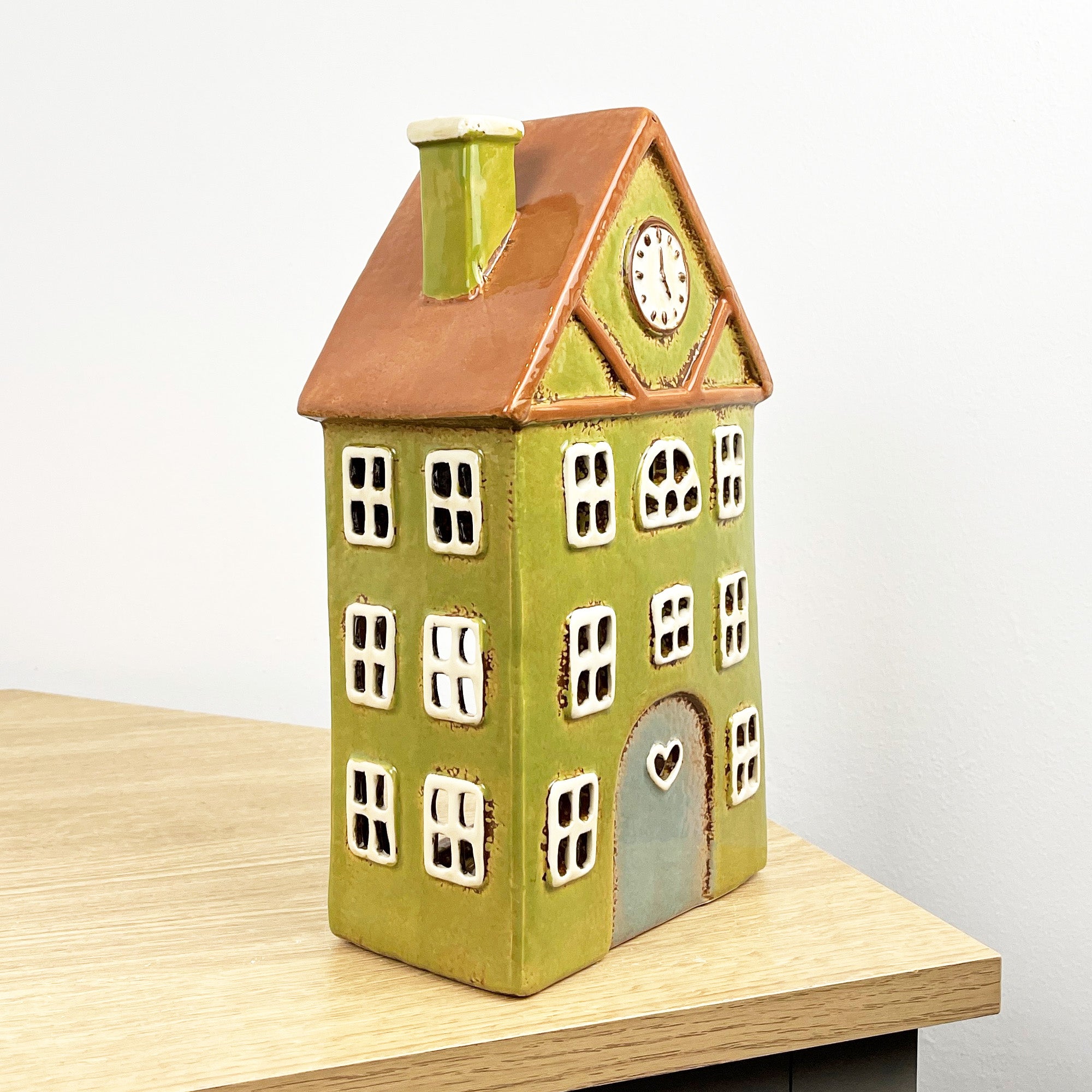 26cm Large Green House Tealight Holder – Ceramic