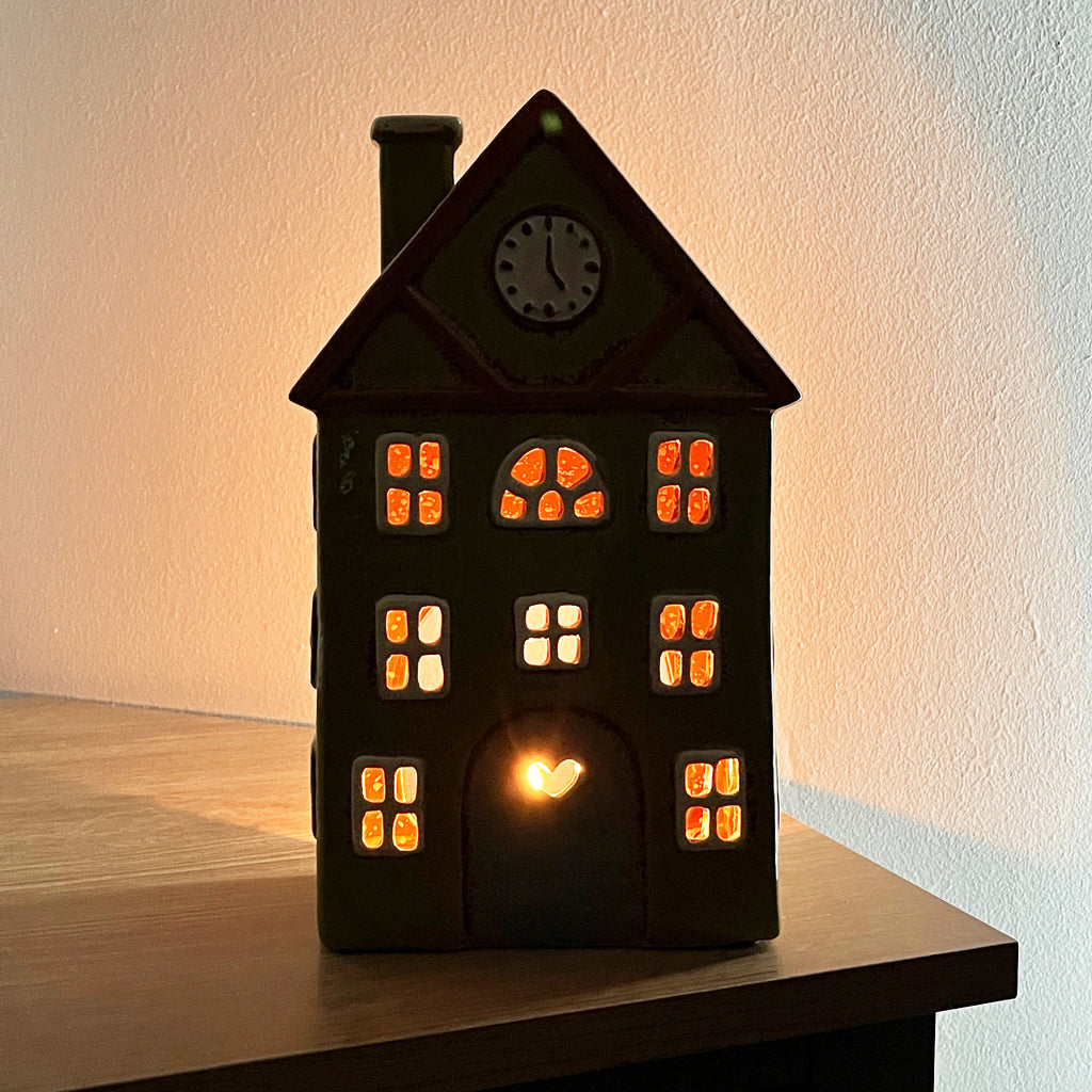 26cm Large Green House Tealight Holder – Ceramic