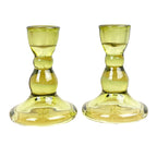 Pair of 9cm Coloured Glass Candle Holders – Green