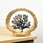 22cm Rustic Wooden Frame Nautical Coral Sculpture - Aluminium