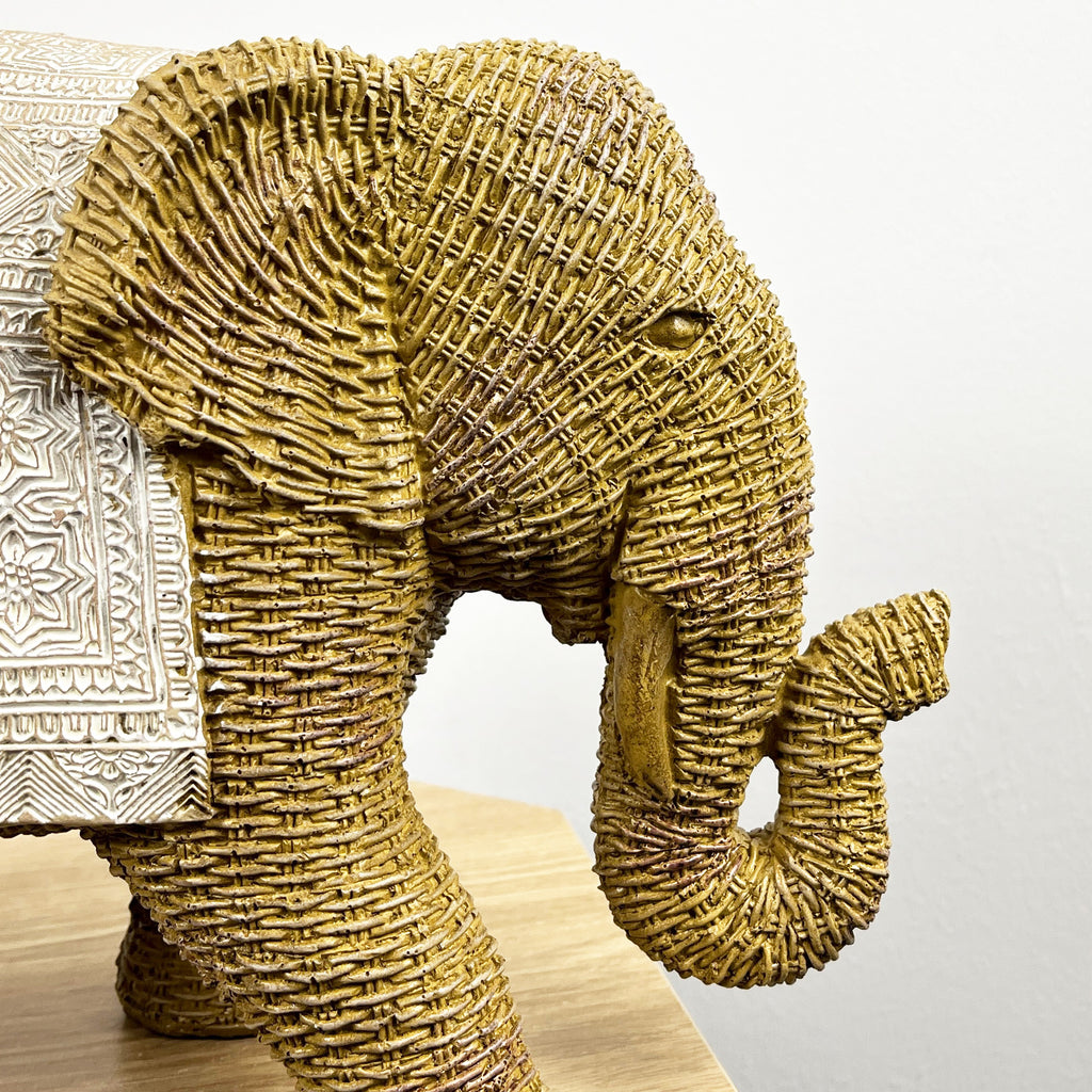 Large Rattan Style Elephant Ornament – Resin