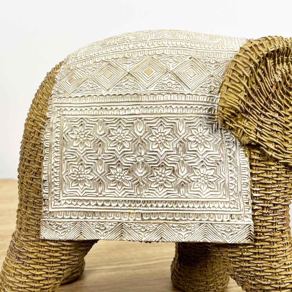 Large Rattan Style Elephant Ornament – Resin