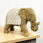 Large Rattan Style Elephant Ornament – Resin