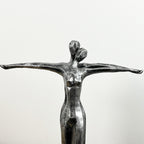 34cm Silver Coloured Abstract Lovers Sculpture - Resin
