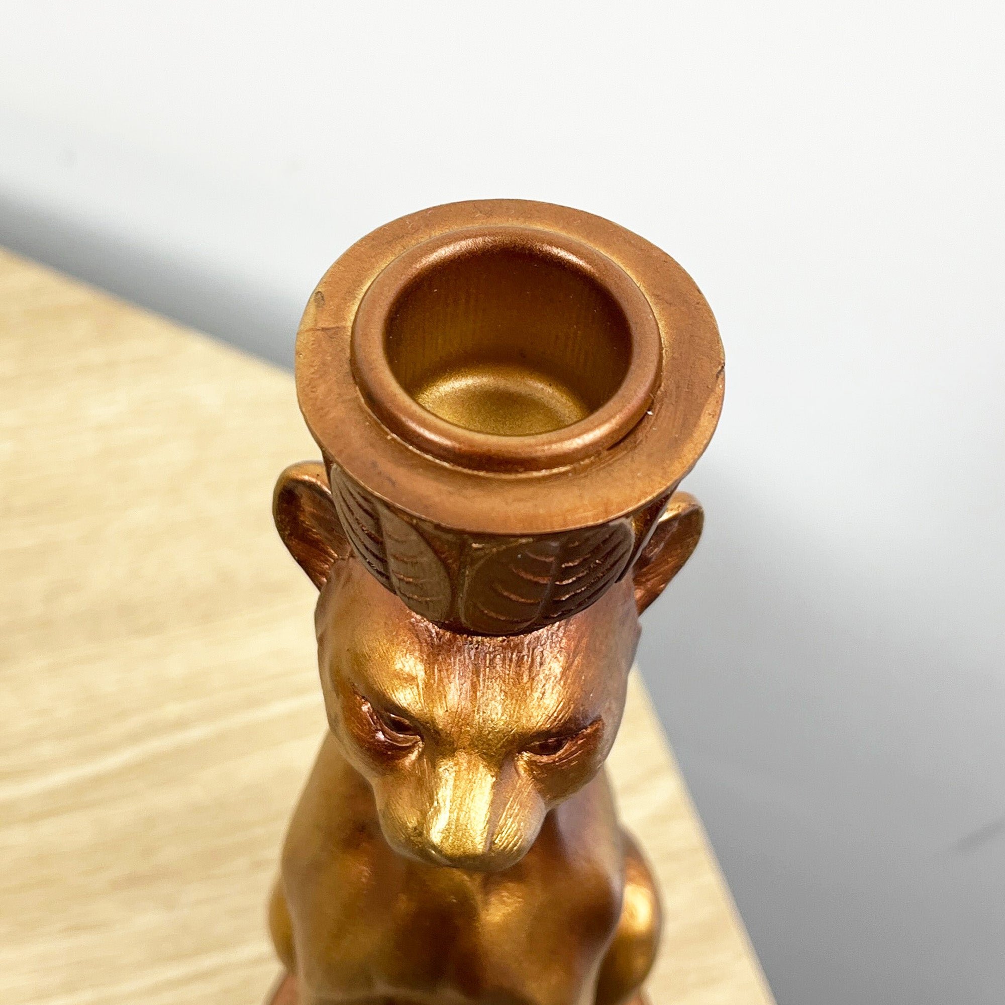 24cm Gold Leopard Candle Stick Holder - Resin