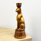 Set of 2 Gold Leopard Candle Stick Holders - Resin