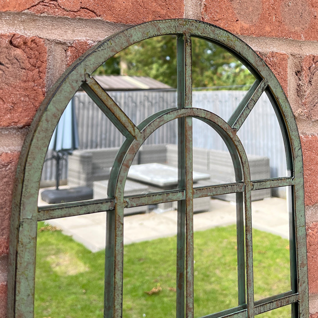 25cm x 45cm Rustic Window Arch Wall Mirror – Metal Frame