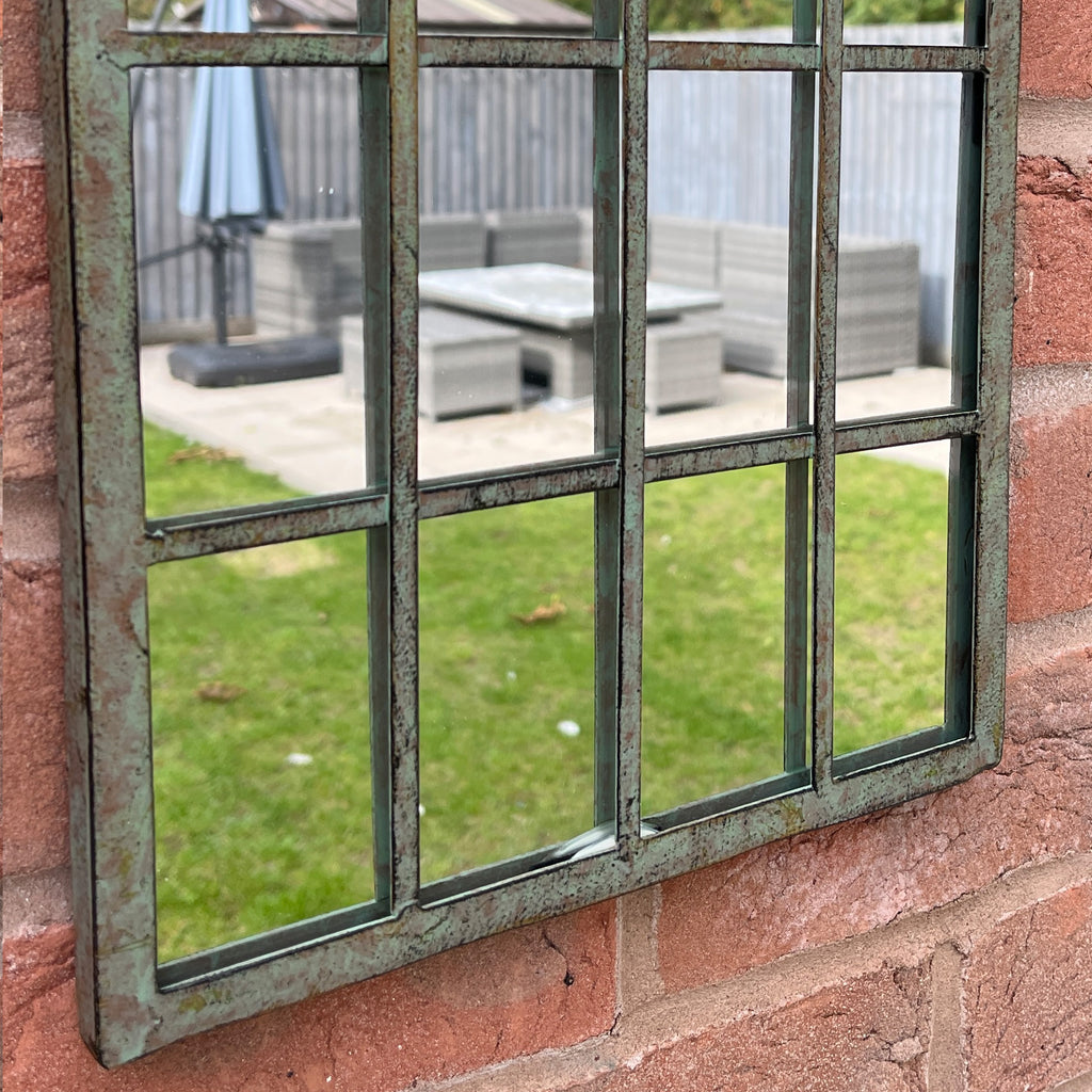 25cm x 45cm Rustic Window Arch Wall Mirror – Metal Frame
