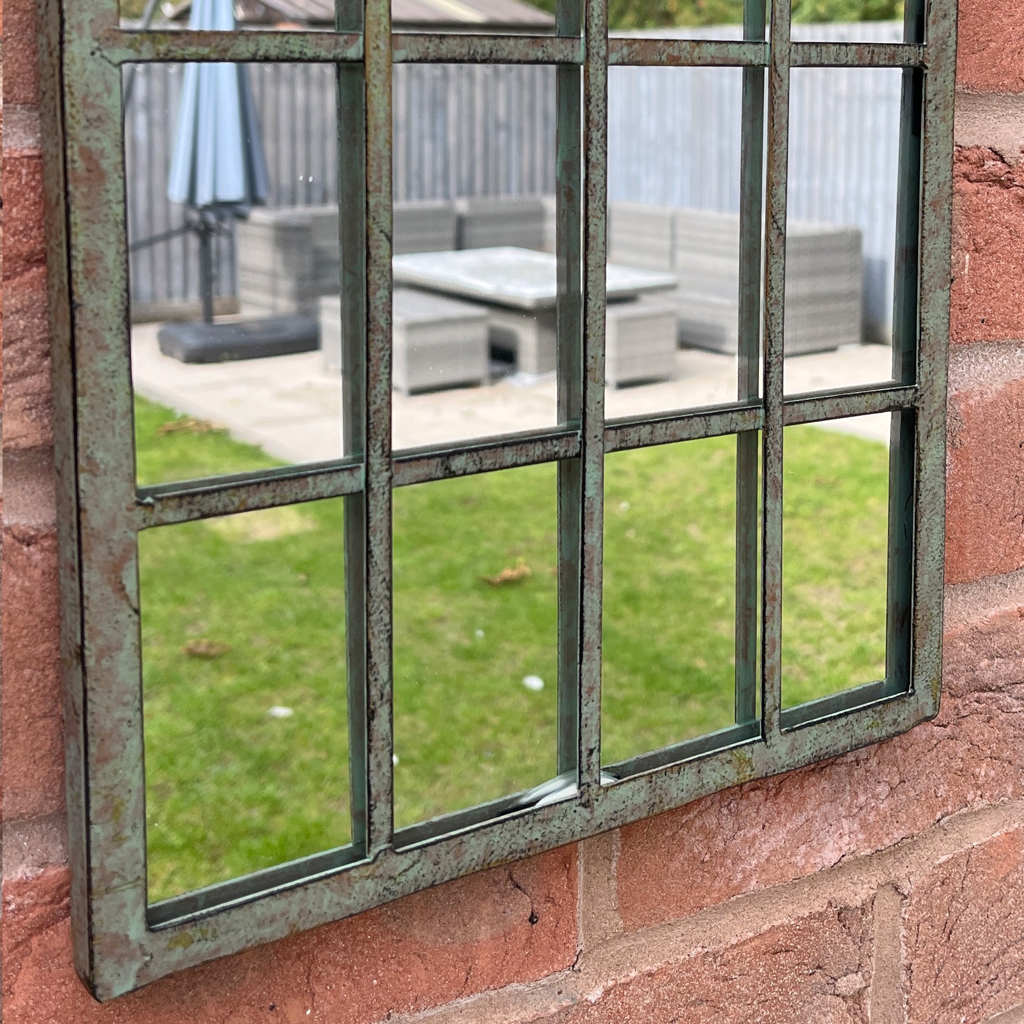 25cm x 45cm Rustic Window Arch Wall Mirror – Metal Frame