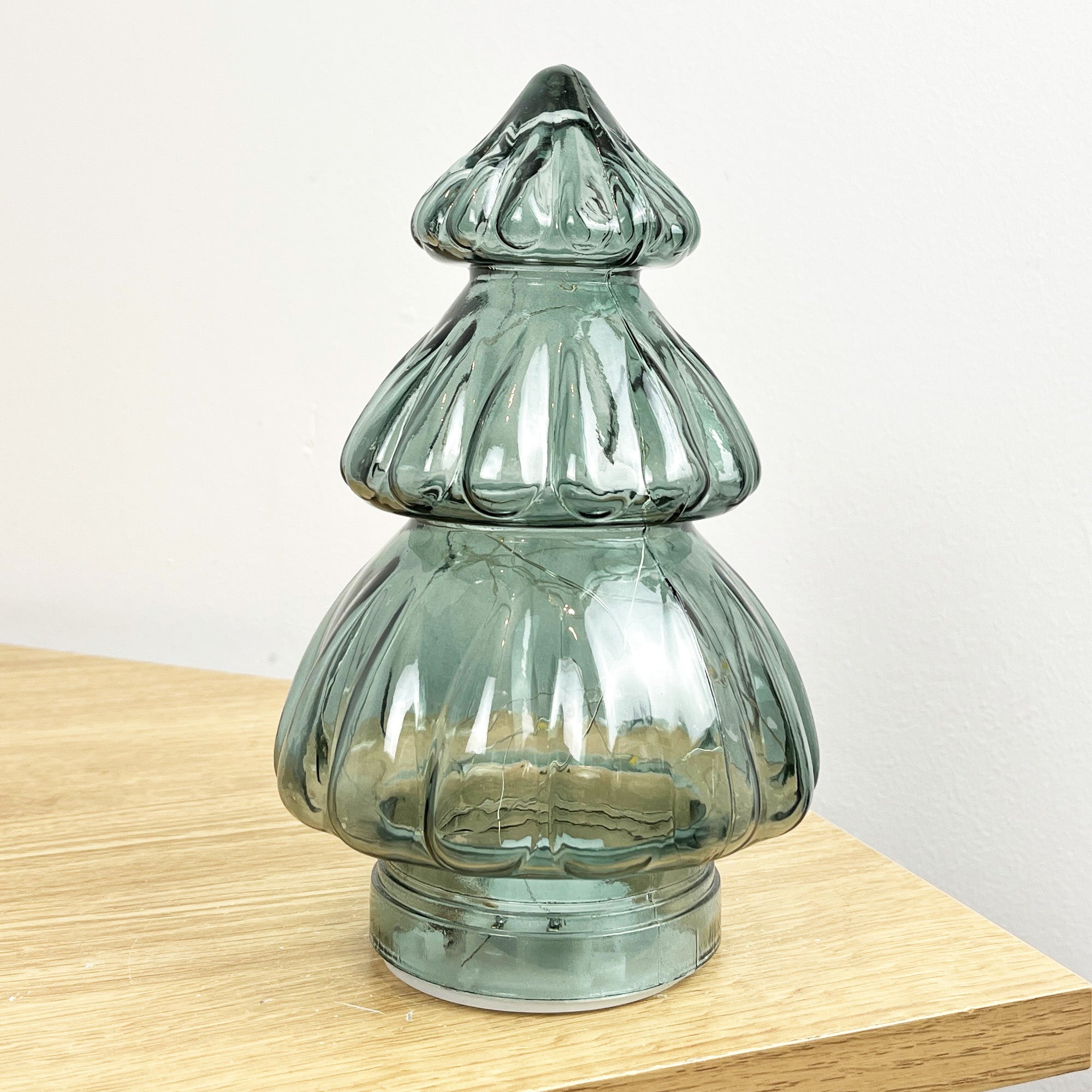 19.5cm Green Glass Christmas Tree Ornament / LED Mood Light