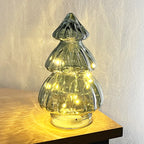 19.5cm Green Glass Christmas Tree Ornament / LED Mood Light