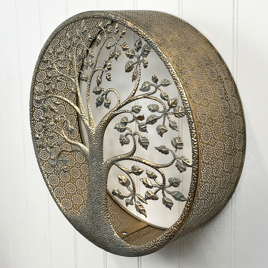 40cm Round Tree of Life Wall Art - Gold