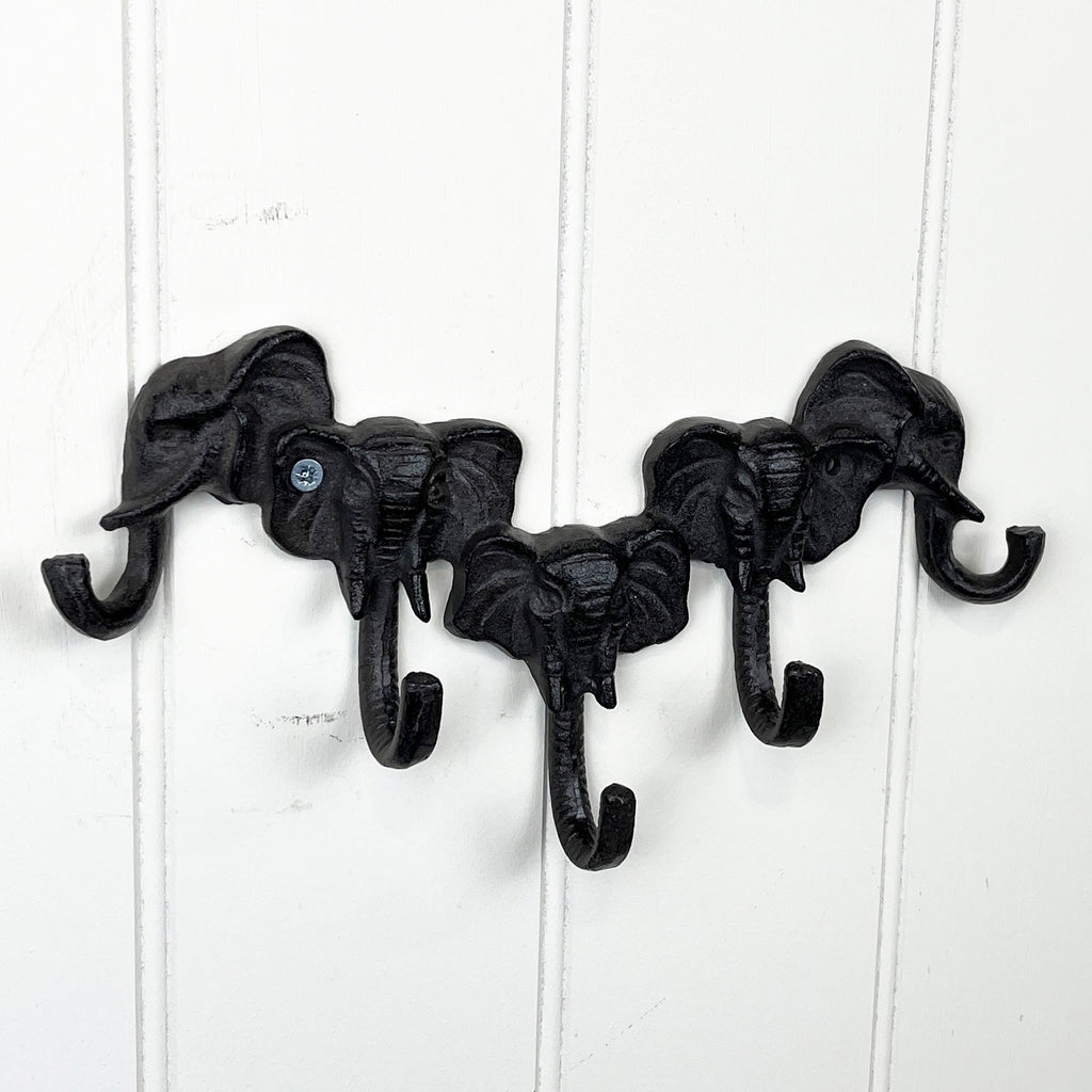 Elephant Trunk Wall Hooks / Key Rack - Cast Iron