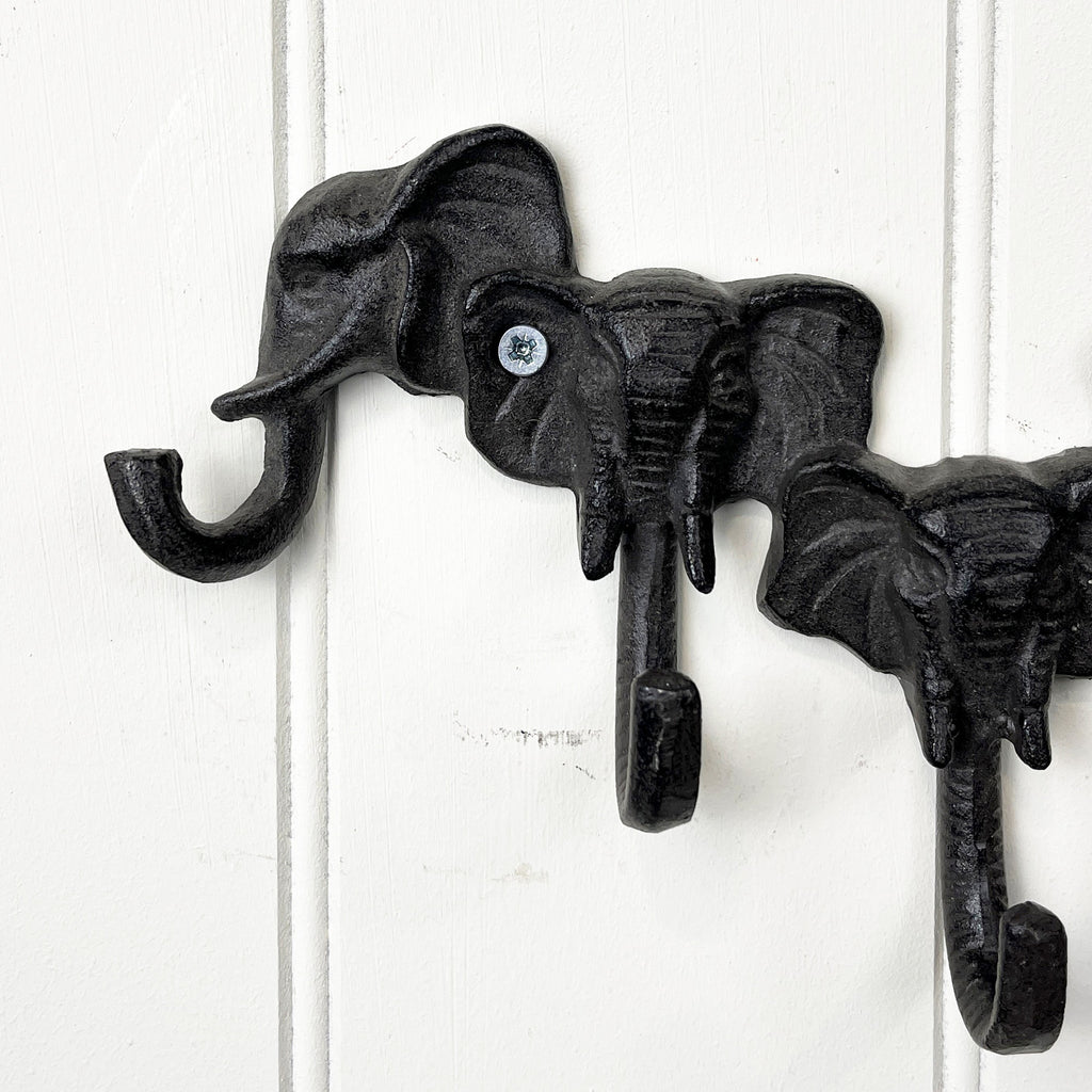 Elephant Trunk Wall Hooks / Key Rack - Cast Iron