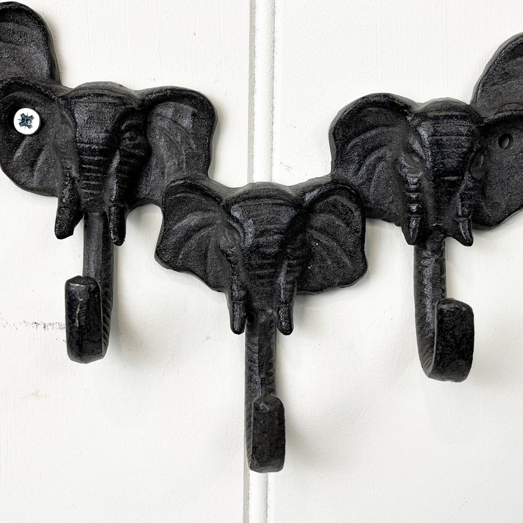 Elephant Trunk Wall Hooks / Key Rack - Cast Iron