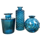 3 Piece Glass Bud Vase Set - Blue