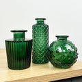 3 Piece Glass Bud Vase Set - Green