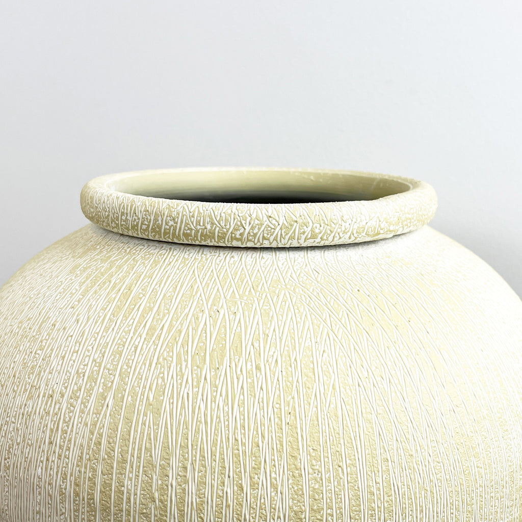 30cm Tall Large Decorative Vase - Metal Stone Effect Finish