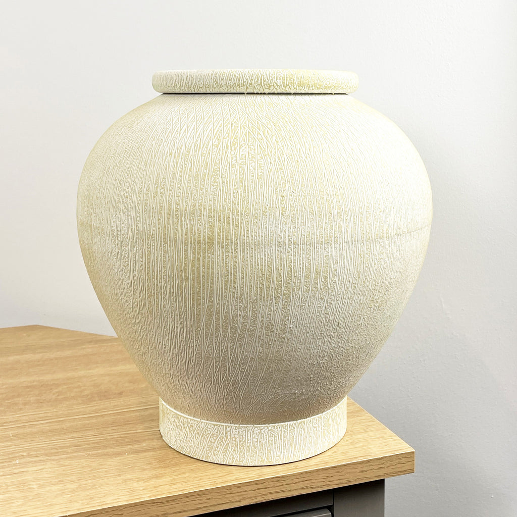 30cm Tall Large Decorative Vase - Metal Stone Effect Finish