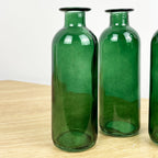 Set of 6 x 16cm Glass Bottle Bud Vases - Green