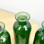 Set of 6 x 16cm Glass Bottle Bud Vases - Green