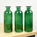 Set of 6 x 16cm Glass Bottle Bud Vases - Green