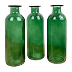 Set of 6 x 16cm Glass Bottle Bud Vases - Green