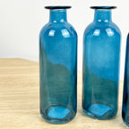 Set of 3 x 16cm Glass Bottle Bud Vases - Blue