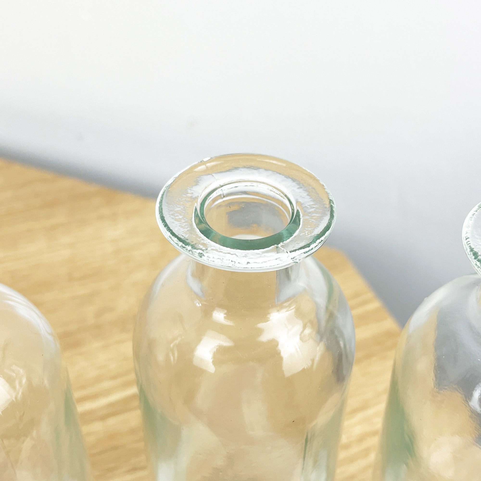 Set of 3 x 16cm Glass Bottle Bud Vases - Clear