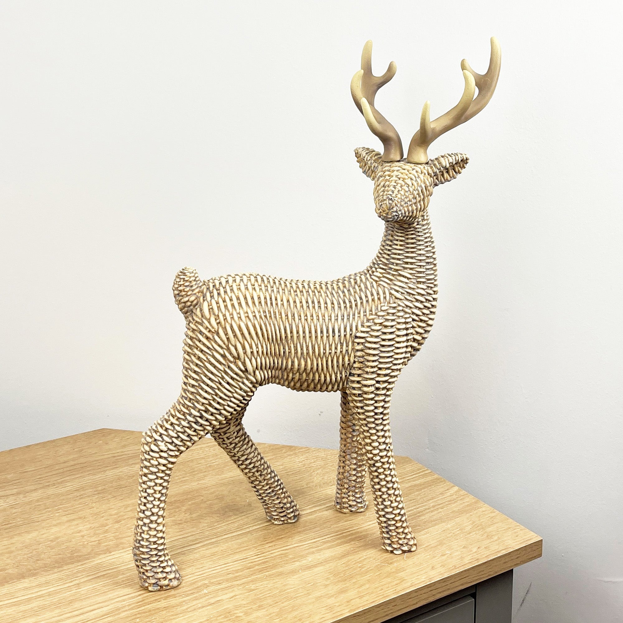 45cm Tall Large Rattan Effect Stag / Deer Ornament - Resin