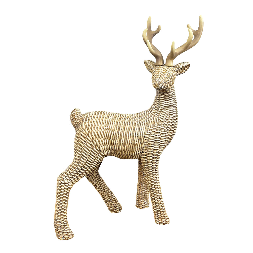 45cm Tall Large Rattan Effect Stag / Deer Ornament - Resin